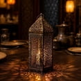 thumbnail image 2 of MMJ Candle Holder Metal Hollow Openwork Vintage Moroccan Lantern Tabletop Hanging Decor 12.00x3.74in, 2 of 6