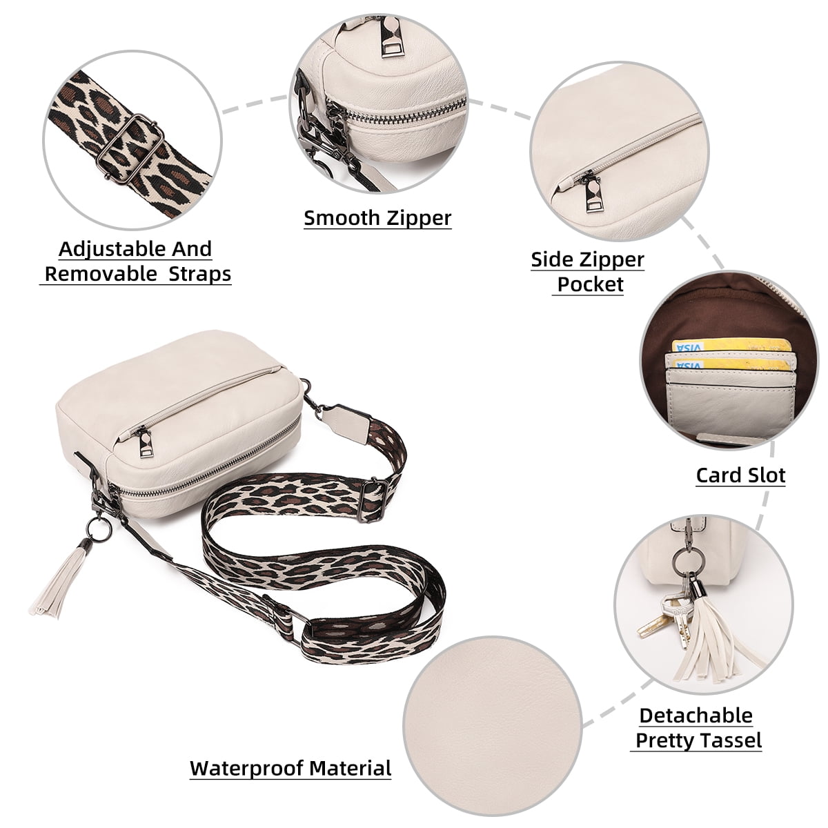 KL928 Soft Leather Crossbody Bag for Women Ladies Wide Strap Shoulder Bag Small Purses and Handbags
