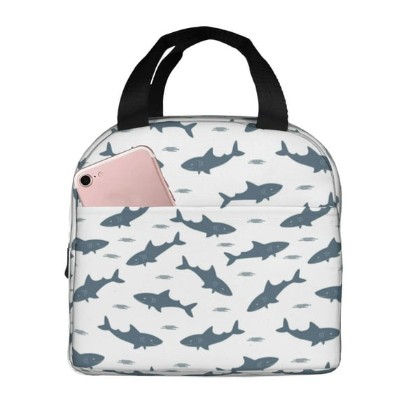 Easygdp Cute Shark Bolsa Térmica Premium - Tela Oxford Impermeable, Gran Capacidad, Bolsillo Frontal, Unisex para Trabajo, Escuela, Actividades al Aire Libre y Picnics