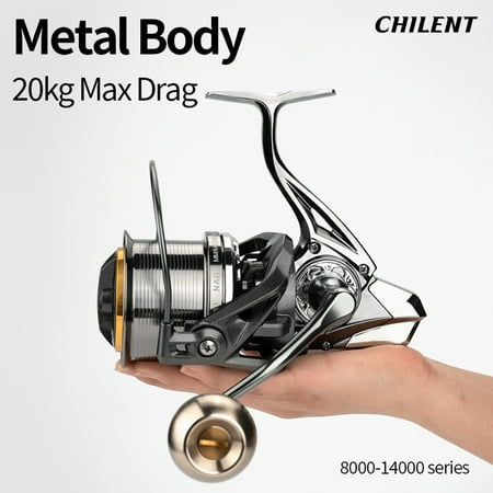 CHILENT big Fishing Reel NAG8000-14000 Metal Body Spool Surf Reel 7Bbs 20KG Max Drag Power Fishing Reel for Saltwater Fishing
