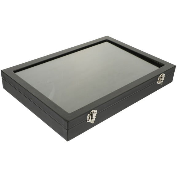 STRANDCHIC Black Jewelry Organizer Box with Glass Top, Necklace Storage and Display Case, Travel-Friendly Design