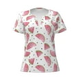 thumbnail image 3 of Naloa Watermelon Print T-Shirts Short Sleeve V Neck Tees for Women Fashion Tops Trendy Lightweight Soft Casual Summer Outfits Clothes, 3 of 5