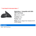 thumbnail image 2 of Right Mirror - Compatible with 2000 - 2007 Ford Focus 2001 2002 2003 2004 2005 2006, 2 of 2