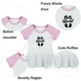 thumbnail image 3 of Pack of 2, Hello World Pregnancy Announcement & Babysaurus Novelty Dresses For Baby, Newborn Babies Skirts, Infant Princess Dress, Toddler Frocks (Pink Raglan Dresses, 18-24 Months), 3 of 5