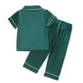 thumbnail image 4 of Kids Girls Silk Pajamas Set Solid Girls Summer Pajamas Pants Set Pajamas Sleepwear Outfits Girls Pajamas Size 5T, 4 of 5