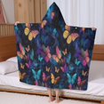 thumbnail image 5 of Colorful Butterfly Starry Night Pattern Hooded Bath Towel，60"x35" for Ages 3 To 12 Kids, Quick Dry Lightweight Soft Microfiber Hood Beach Towel Cover Up for Kids, 5 of 7