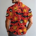thumbnail image 3 of WTOBBY Men's Graphic Short Sleeve Shirt Casual Loose Fit Halloween Print Party Wear Cotton Blend Crew Neck Tee Holiday Celebration Costume Top,Vermilion 2XL, 3 of 6