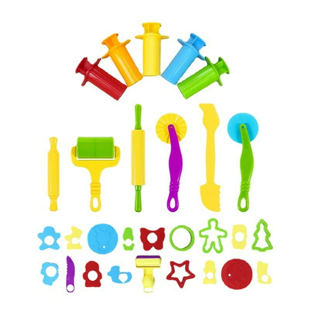 Amdohai 29 pièces outils de pâte à modeler ensemble d'accessoires de pâte à  modeler divers moules en plastique rouleaux coupeurs cadeau éducatif pour  les enfants, couleur aléatoire 