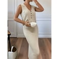 thumbnail image 6 of Women'S 2 Piece Sweater Skirt Sets Sleeveless V Neck Knit Ribbed Vest Tops Midi Skirt  L, 6 of 8