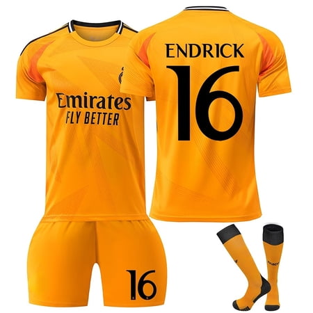 24/25 Orange Away Soccer Activewear Print No.16 Endrick Fans Training Football Jerseys Kits
