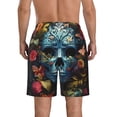 thumbnail image 3 of KLL Butterfly Flower Skull A Men's Casual Summer Beach Shorts Hawaiian Shorts with Pockets-3X-Large, 3 of 5