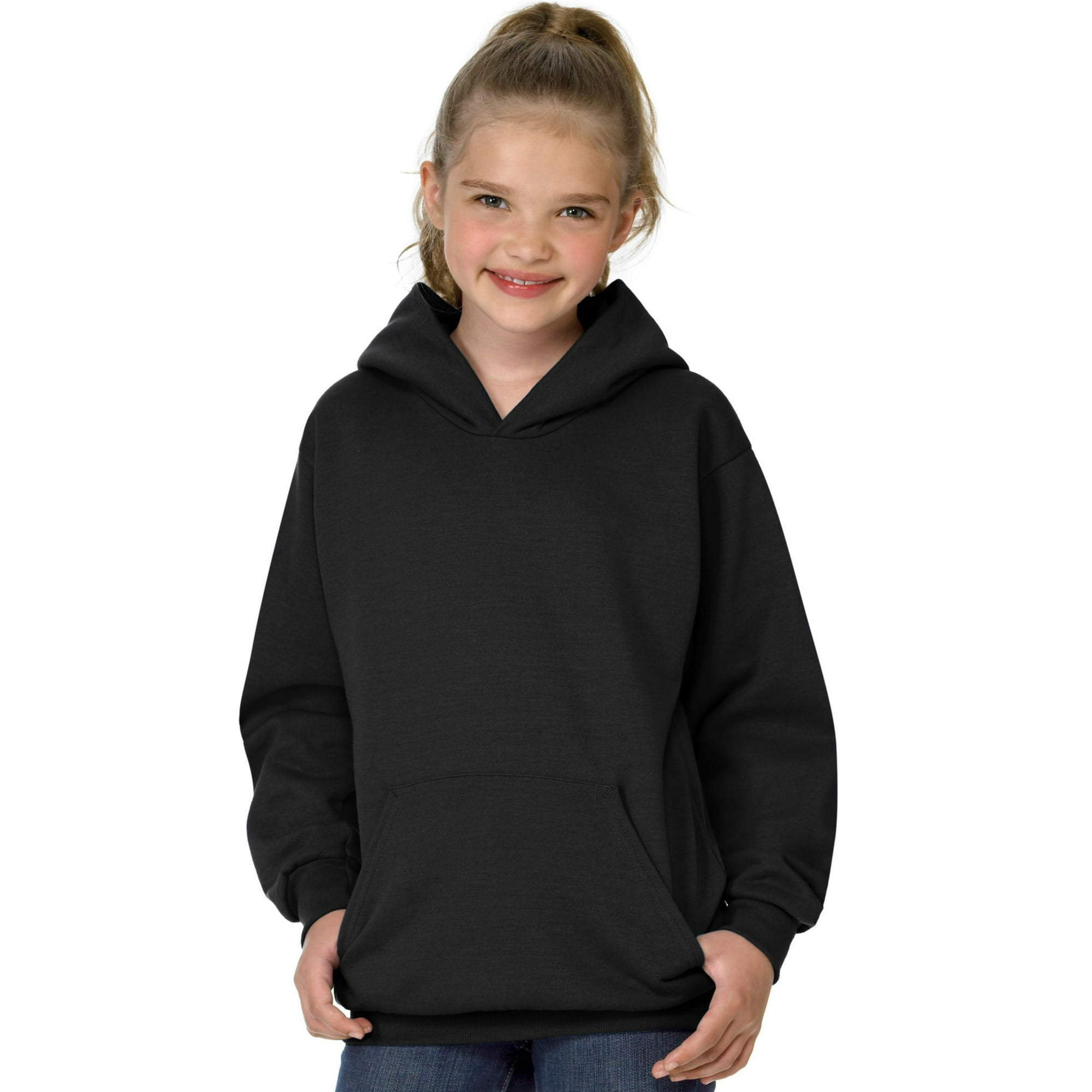 Hanes Youth EcoSmart Pullover Hooded Sweatshirt. P470 Black M