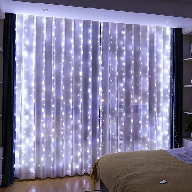 Guirnalda de cortina LED para ventana, luces de hadas con alimentación USB, festón con control remoto, decoración navideña de Año Nuevo, 6M