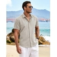 thumbnail image 3 of COOFANDY Men's Linen Shirts Short Sleeve Casual Shirt Button Down Shirt for Men Beach Summer Wedding Shirt, 3 of 12