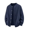 thumbnail image 4 of Miluxas Men's Fall Winter Button Sweater Round Neck Loose Inner Layer Knit Sweater Cardigan Navy XL(XL), 4 of 4