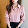 thumbnail image 4 of Fashion elegant satin shirts solid color ladies shirts causal Women's Blouses Spring Long Sleeve Shirts Tops Blusas Mujer, 4 of 5