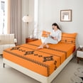 thumbnail image 3 of Castle Fairy Boho Tribal Aztec Bed Sheets 4-Piece,Hippie Tribal Theme Full Size Sheets,Orange Black,1 Flat Sheet, 1 Fitted Sheet and 2 Pillowcases, 3 of 7