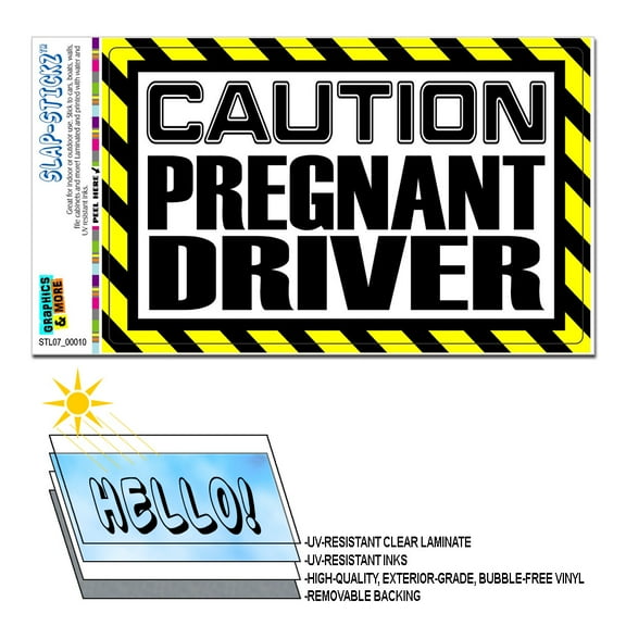Caution Pregnant Driver SLAP-STICKZ(TM) Premium Sticker