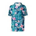 thumbnail image 6 of HaoXianJian Women's Hawaiian Button Up Shirts Casual Short Sleeve Going Out Tops Floral Tropical Print V Neck T-Shirt Summer Blouse Tunic Top Beach Tshirt Plus Size L-5X, 6 of 6