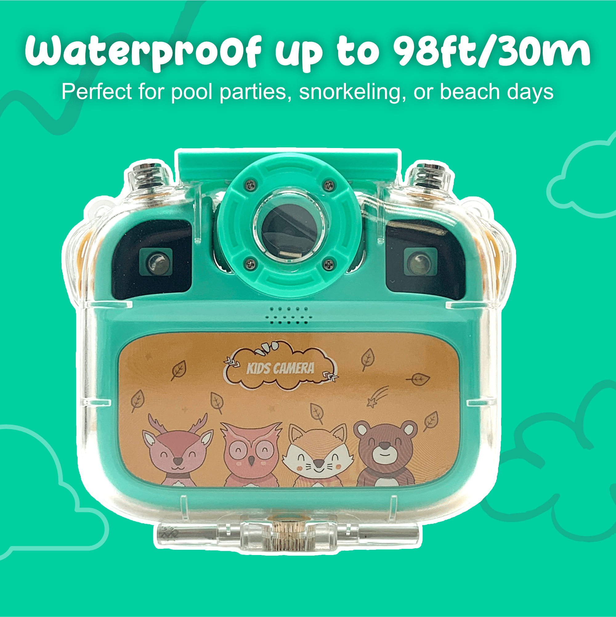 Contixo Waterproof Kids Camera, 1080p HD Digital Camera Toy with 5x Zoom and Built-In Games, Green