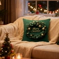 thumbnail image 5 of Virelaxpo Green Christmas Pillow Cover with Wreath and Gift Box Designs - Polyester Material Decorative Cushion for Living Room, Office, and Farmhouse Holiday Decor, 5 of 6