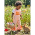 thumbnail image 6 of Loicainy Toddler Girls Easter Overalls 6 12 18 24 Months 2T 3T 4T Plaid Bunny Print Letter Embroidery Sleeveless Bell Bottom Jumpsuit, 6 of 9