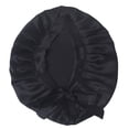thumbnail image 3 of Ounissouiy Gorro de dormir de noche de seda para mujer, turbante con lazo en la cabeza, preatado, ajustado Juegos de accesorios de baño negro, 3 of 6