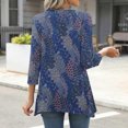 thumbnail image 4 of Viluyesy Round Neck T-Shirt for Womens 3/4 Sleeves Shirt Tops Relaxed Loose Blouse Blue Size XL, 4 of 7