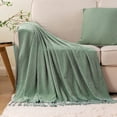 thumbnail image 2 of Battilo Sage Green Throw Blanket, Soft Cozy Chenille Blankets,Knit Throws for Spring Decor,50"x60", 2 of 8