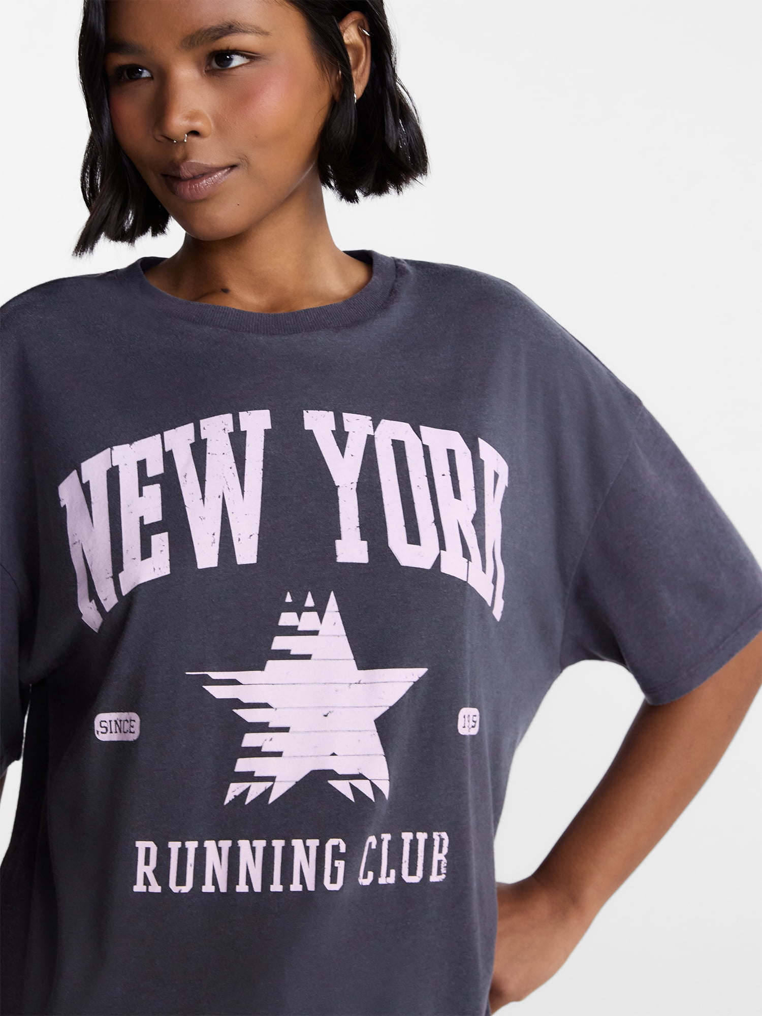 No Boundaries Washed Graphic Boyfriend Tee, Women's XXS-XXL