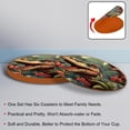 thumbnail image 4 of Dinosaur 6PCS Round Microfiber Leather Coasters Set, 11x11 cm/4.3x4.3 in Drink Coasters for Table & Home Decor, Easy to Clean & Durable Mats, 4 of 6