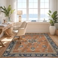 thumbnail image 3 of Design&I 8'x10' Washable Area Rug Blue Terracotta Floral Medallion Design Elegant Botanical Motif with Ornate Borders for Dining Room, Large Office, Lounge, Snag-Free, 3 of 7