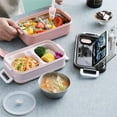 thumbnail image 4 of Lilixerw Clearance Bento Box Adult Lunch Box,Stackable 2 Layer 304 Stainless Steel Lunch Box,Large Capacity Portable Lunch Box Containers,with Soup Bowl Spoon and Fork, 4 of 5