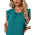 thumbnail image 5 of DARING DIVA Ruffle Trim Cap Sleeve Lounge Tops Shorts Pajama Sets XS Dark Green, 5 of 6