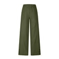 thumbnail image 5 of Gamivast Orders Placed Linen Pants Women Elastic Waist Straight Wide Leg Cropped Pants Vacation Casual Boho Beach Pants Of The Day Online Only, 5 of 6