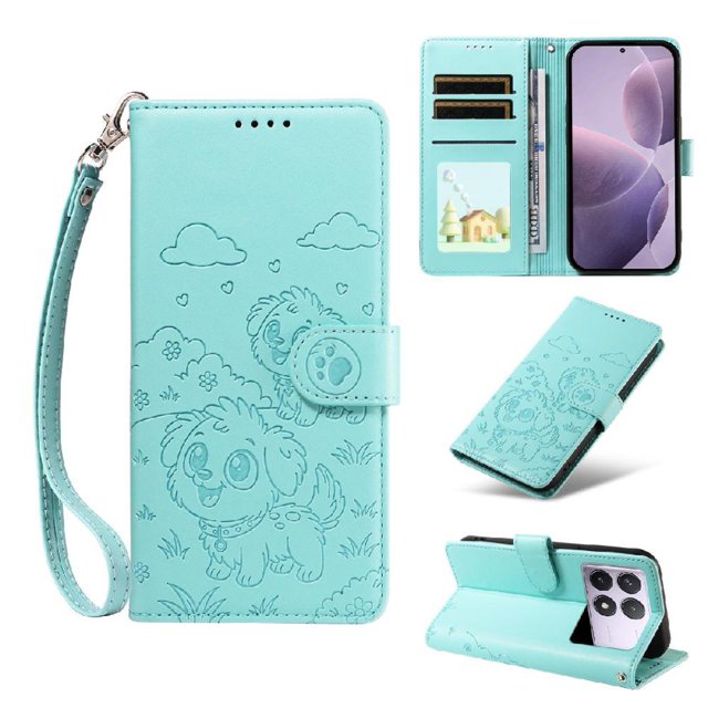 Funda Cartera GANGXUN con Diseño de Perrito en Relieve para Xiaomi POCO F6 Pro , Protección 360° con Ranuras y Correa Desmontable