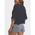 thumbnail image 6 of 3-pack Deep gray Women's Comfy Basic Workout Gym Short Sleeve Crop Tops Casual Loose Oversized T-Shirts, 6 of 6