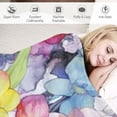 thumbnail image 3 of Fenyluxe Flowers Watercolor Painting Maximalism Print Throw Blanket for Bed Couch Car Kids Adults All Seasons Flannel Material Blanket 60x80in, 3 of 6