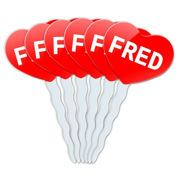 Fred Heart Love Cupcake Picks Toppers - Set of 6