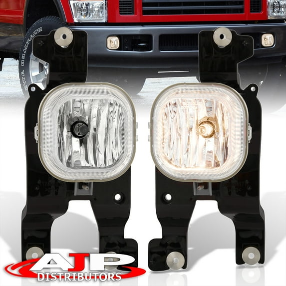 AJP Distributors Clear Lens Front Bumper Fog Lights Driving Lamps Assembly Pair LH RH + Bezel Bulbs Switch Wiring Harness Compatible/Replacement For Ford F250 F350 F450 F550 Super Duty 2008 2009 2010