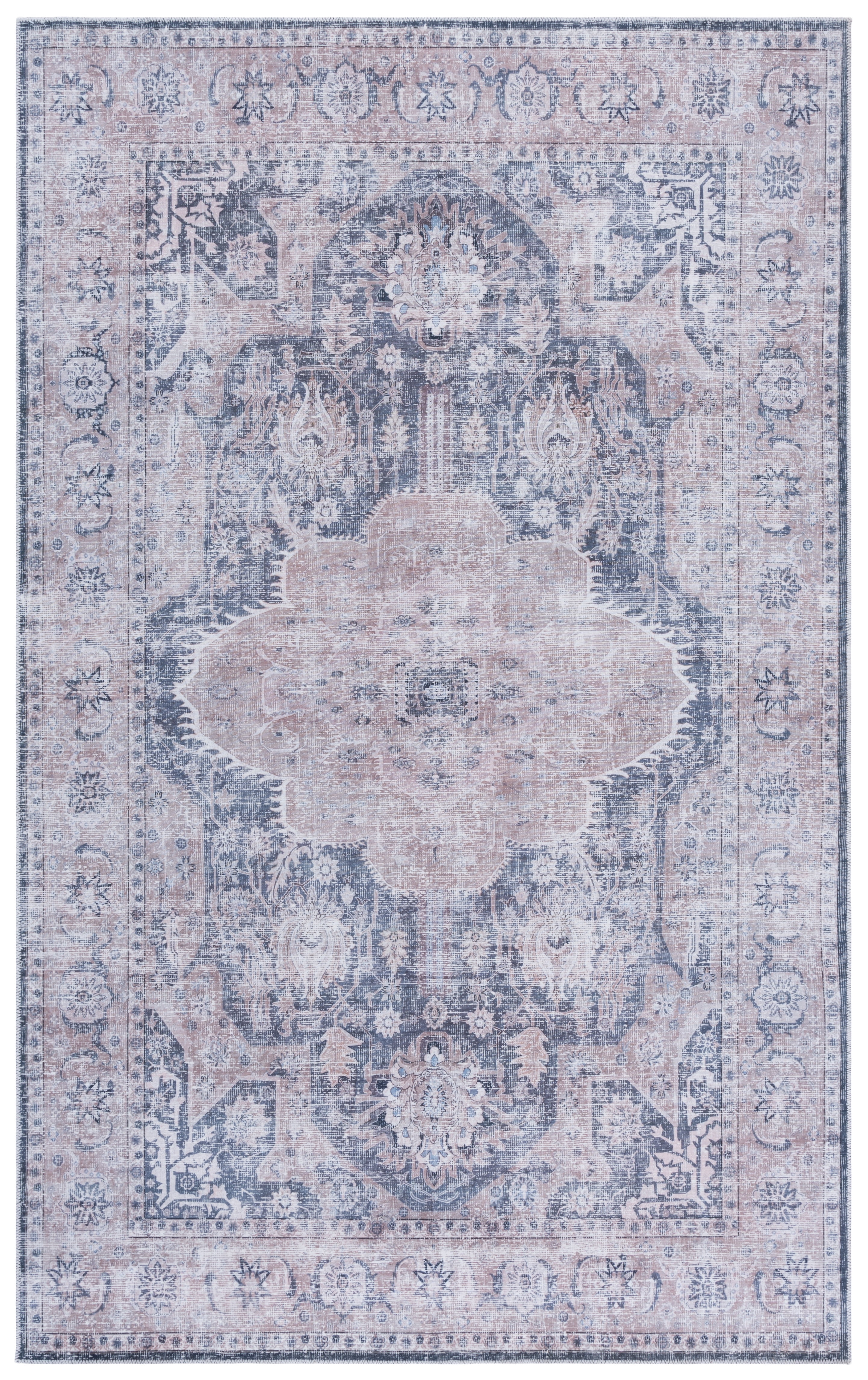 SAFAVIEH Arizona Trenton Medallion Machine Washable Area Rug, Sage/Grey, 6' x 9'