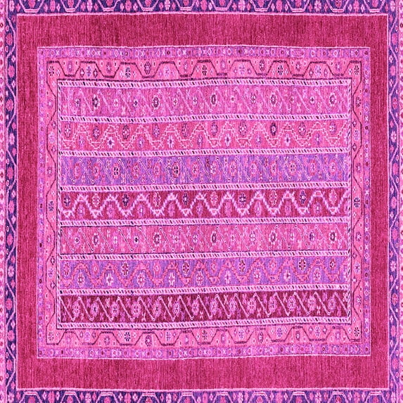 Ahgly Company Indoor Square Abstract Pink Modern Area Rugs, 4' Square