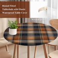 thumbnail image 5 of Round Table Cover 55-60 Inch Orange Blue Plaid Waterproof Reusable Table Cloth Round Fitted Vinyl Tablecloth with Elastic Edged for Parties Outdoors, Farmhouse Checkered Buffalo Fall, 5 of 9