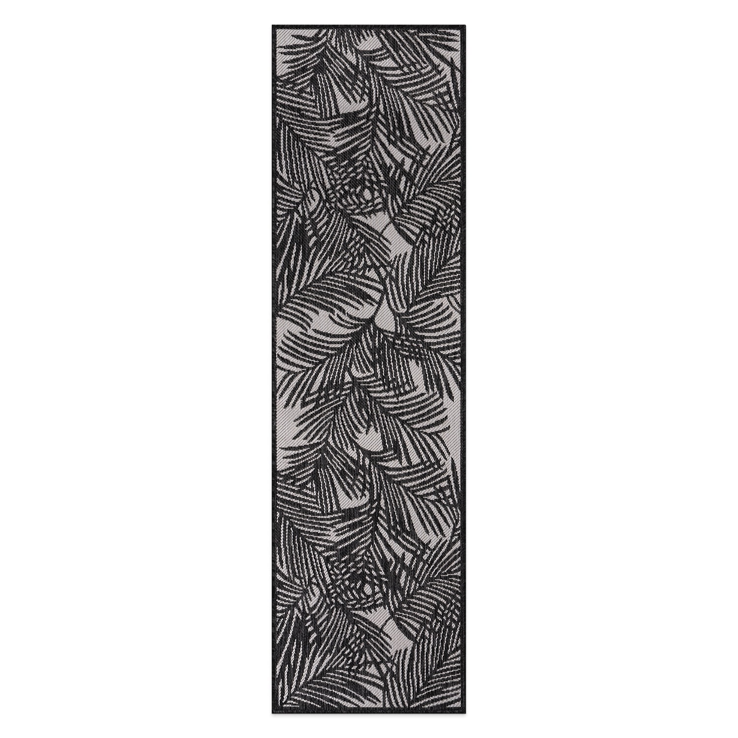 World Rug Gallery Contemporary Palm Leaf Textured Flat Weave Indoor/Outdoor Area Rug - BLACK 2'x7'