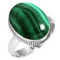 thumbnail image 1 of 925 Sterling Silver Ring For Women - Teens Green Natural Malachite Gemstone Silver Ring May Birthstone Handmade Silver Ring Size 6.5 Mothers' Day Gift For Ladies 925 Silver Gemstone Jewelry, 1 of 6