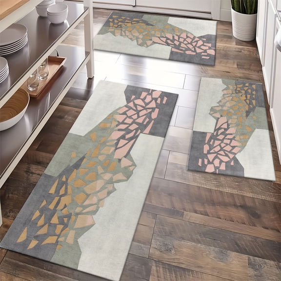 Floor Rugs Sets 3 Piece with Runner, Farmhouse Kitchen Rugs and Mats Non Skid Washable Runner Rug for Kitchen Sink Laundry