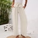 thumbnail image 2 of Gibobby Pantalones de pierna ancha para mujer Lightweiht cintura ajustable pajarita sueltos cómodos pantalones casuales con bolsillo (Beige, L), 2 of 5