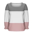 thumbnail image 5 of Zedker Stylish Striped Casual Fall and Winter Thermal Women's Quadrate Neckline Long Sleeve Knitted Sweaters with Elastic Cuffs,Pink,XXL, 5 of 6