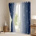 thumbnail image 2 of Erosebridal Navy Blue and Gray Gradient Curtains Watercolor Ombre Curtains & Drapes, Abstract Aesthetic Blackout Curtains Wave Line and Dots Bedroom Curtains, Geometric Window Treatments Room Decor, 2 of 5