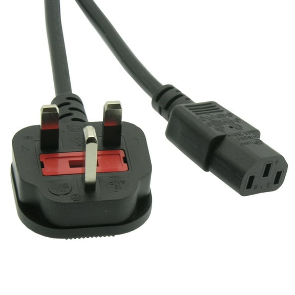 ACCL 6Ft UK Power Cord Black H05VV-F0.75/3G, 1 Pack